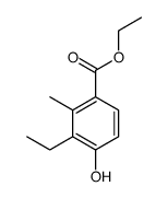 ethyl 3-ethyl-4-hydroxy-2-methylbenzoate结构式