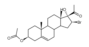 16β-Brom-3β,17α-dihydroxy-pregn-5-en-20-on-3β-acetat结构式