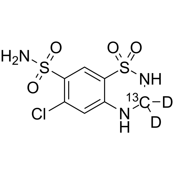 Hydrochlorothiazid-13C,d2结构式