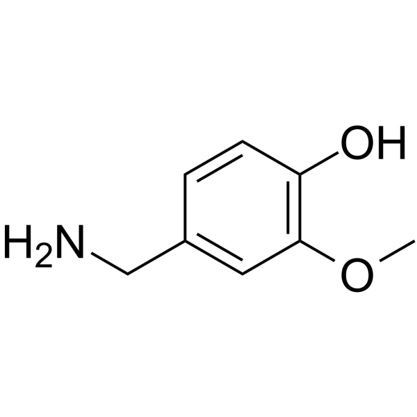 4-(氨基甲基)-2-甲氧基苯酚结构式