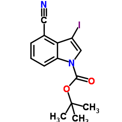 2-Methyl-2-propanyl 4-cyano-3-iodo-1H-indole-1-carboxylate结构式