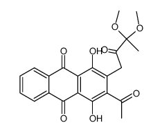 2-acetyl-1,4-dihydroxy-3-(3,3-dimethoxy-2-oxobutyl)anthracene-9,10-dione Structure
