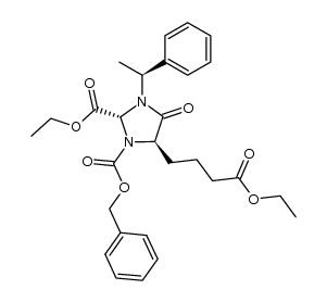 ethyl (1'S,2R,5R)-1-benzyloxycarbonyl-3-(1'-phenyl-1'-ethyl)-5-(3-ethoxycarbonylpropyl)imidazolidin-4-one-2-carboxylate Structure