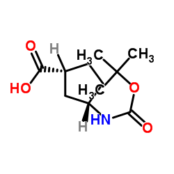 (1R,3S)-3-((叔丁氧基羰基)氨基)环戊烷甲酸结构式