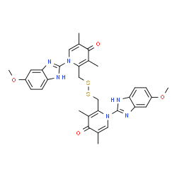 2,2'-(disulfanediylbis(methylene))bis(1-(5-methoxy-1H-benzo[d]imidazol-2-yl)-3,5-dimethylpyridin-4(1H)-one) Structure