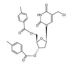 5-(chloromethyl)-1-(3,5-di-O-toluoyl-2-deoxy-β-D-ribofuranosyl)uracil结构式