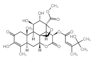 Picras-3-en-21-oicacid,13,20-epoxy-3,11,12-trihydroxy-15-[[(2E)-4-hydroxy-3,4-dimethyl-1-oxo-2-penten-1-yl]oxy]-2,16-dioxo-,(11b,12a,15b)- Structure