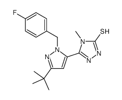 5-[3-(叔丁基)-1-(4-氟苄基)-1H-吡唑-5-基]-4-甲基-4H-1,2,4-噻唑-3-硫醇结构式