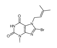 8-bromo-3-methyl-7-(3-methyl-but-2-enyl)-3,7-dihydro-purine-2,6-dione Structure