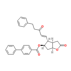 [1,1'-Biphenyl]-4-carboxylic acid (3aR,4R,5R,6aS)-hexahydro-2-oxo-4-[(1E)-3-oxo-5-phenyl-1-pentenyl]-2H-cyclopenta[b]furan-5-yl ester structure