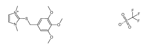 1,3-dimethyl-2-((3,4,5-trimethoxybenzyl)thio)-1H-imidazol-3-ium trifluoromethanesulfonate结构式