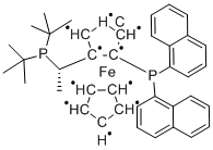 (2S)-1-[(1S)-1-[双(1,1-二甲基乙基)膦基]乙基]-2-(二-1-萘基膦基)二茂铁结构式