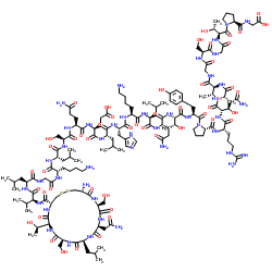 N-{[(4R,7S,10S,13S,16S,19S,22R)-22-Amino-16-(2-amino-2-oxoethyl)-7-[(1R)-1-hydroxyethyl]-10,19-bis(hydroxymethyl)-13-isobutyl-6,9,12,15,18,21-hexaoxo-1,2-dithia-5,8,11,14,17,20-hexaazacyclotricosan-4-yl]carbonyl}-L-valyl-L-leucylglycyl-L-lysyl-L-leucyl-L-seryl-L-glutaminyl-L-α-glutamyl-L-leucyl-L-histidyl-L-lysyl-L-leucyl-L-glutaminyl-L-threonyl-L-tyrosyl-L-prolyl-L-arginyl-L-threonyl-L-asparaginyl-L-threonylglycyl-L-serylglycyl-L-threonyl-L-prolylglycine Structure