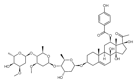 3-O-α-L-cymaropyranosyl-(1->4)-β-D-oleandropyranosyl-(1->4)-β-D-digitoxopyranosyl qingyangshengenin结构式