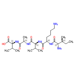L-异亮氨酰-L-赖氨酰-L-缬氨酰-L-丙氨酰-L-缬氨酸结构式