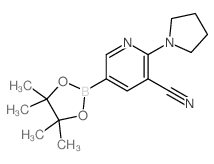 2-(Pyrrolidin-1-yl)-5-(4,4,5,5-tetramethyl-1,3,2-dioxaborolan-2-yl)nicotinonitrile Structure