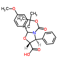 (4S,5R)-3-tert-butoxycarbony-2-(4-anisy)-4-phenyl-5-oxazolidinecarboxylic acid Structure