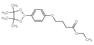 4-(4-(4,4,5,5-四甲基-1,3,2-二氧硼杂环戊烷-2-基)苯氧基)丁酸乙酯结构式