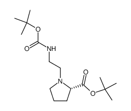 (S)-1-(2-tert-butoxycarbonylaminoethyl)pyrrolidine-2-carboxylic acid tert-butyl ester结构式