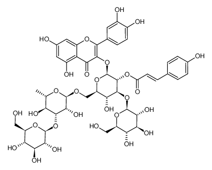 quercetin 3-O-[2G-(E)-coumaroyl-3G-O-β-D-glucosyl-3R-O-β-D-glucosylrutinoside]结构式