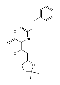 2-(((benzyloxy)carbonyl)amino)-4-((S)-2,2-dimethyl-1,3-dioxolan-4-yl)-3-hydroxybutanoic acid结构式