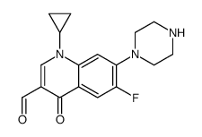 1-cyclopropyl-6-fluoro-4-oxo-7-piperazin-1-ylquinoline-3-carbaldehyde Structure