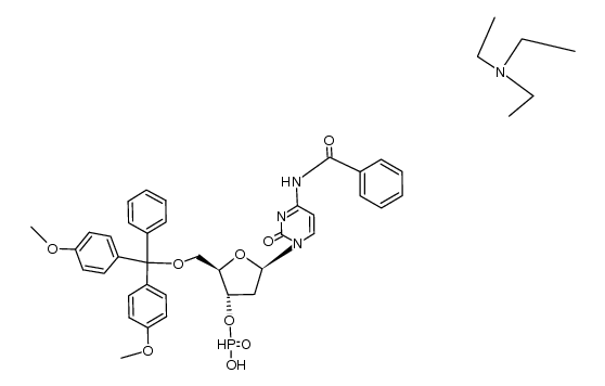 5'-O-(4,4'-dimethoxytrityl)-4-N-benzoyl-2'-deoxycytidine-3'-H-phosphonate triethylammonium salt Structure