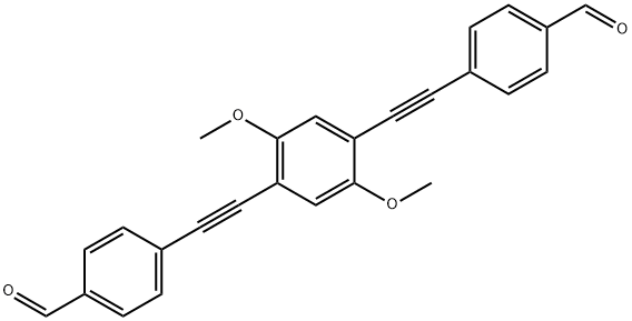 4,4'-((2,5-二甲氧基-1,4-亚苯基)双(乙炔-2,1-二基))二苯甲醛结构式