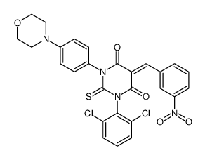 (5Z)-1-(2,6-dichlorophenyl)-3-(4-morpholin-4-ylphenyl)-5-[(3-nitrophenyl)methylidene]-2-sulfanylidene-1,3-diazinane-4,6-dione结构式