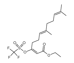 (1Z,5E)-1-(ethoxycarbonyl)-6,10-dimethylundeca-1,5,9-trien-2-yl trifluoromethanesulfonate结构式