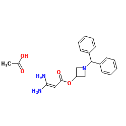 1-(Diphenylmethyl)-3-azetidinyl 3,3-diaminoacrylate acetate (1:1) structure