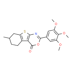 7-methyl-2-(3,4,5-trimethoxyphenyl)-5,6,7,8-tetrahydro-4H-benzo[4,5]thieno[2,3-d][1,3]oxazin-4-one结构式