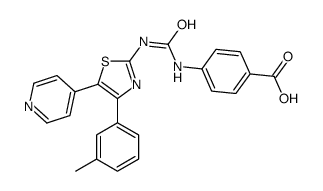 4-[[4-(3-methylphenyl)-5-pyridin-4-yl-1,3-thiazol-2-yl]carbamoylamino]benzoic acid Structure