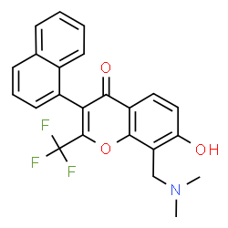 8-[(Dimethylamino)methyl]-7-hydroxy-3-(1-naphthyl)-2-(trifluoromethyl)-4H-chromen-4-one结构式