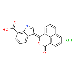 3-(3-oxo-1H,3H-naphtho[1,8-cd]pyran-1-ylidene)-3H-indole-7-carboxylic acid hydrochloride Structure