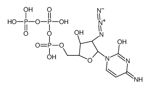2(1H)-Pyrimidinone, 4-amino-1-(2-azido-2-deoxy-5-O-(hydroxy((hydroxy(p hosphonooxy)phosphinyl)oxy)phosphinyl)-beta-D-arabinofuranosyl)- Structure