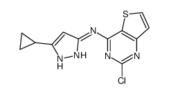 2-氯-n-(5-环丙基-1H-吡唑-3-基)-噻吩并[3,2-d]嘧啶-4-胺结构式