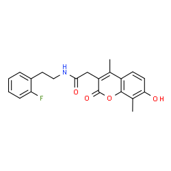 N-[2-(2-fluorophenyl)ethyl]-2-(7-hydroxy-4,8-dimethyl-2-oxochromen-3-yl)acetamide结构式