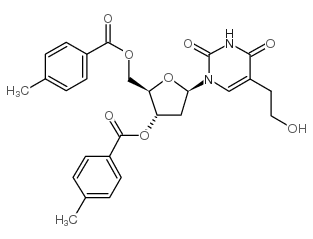 3',5'-di-o-(p-toluoyl)-5-(2-hydroxyethyl)-2'-deoxyuridine结构式