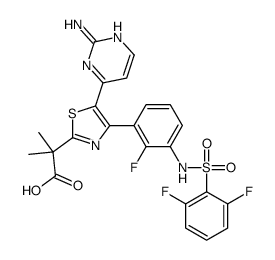 2-[5-(2-aminopyrimidin-4-yl)-4-[3-[(2,6-difluorophenyl)sulfonylamino]-2-fluorophenyl]-1,3-thiazol-2-yl]-2-methylpropanoic acid Structure