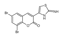 3-(2-amino-1,3-thiazol-4-yl)-6,8-dibromochromen-2-one结构式
