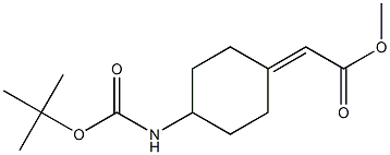 2-(4-((叔丁氧羰基)氨基)亚环己基)乙酸甲酯结构式