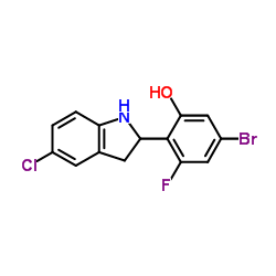 5-bromo-2-(5-chloroindolin-2-yl)-3-fluorophenol structure