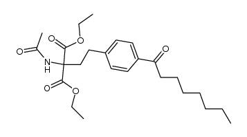 diethyl 2-acetylamino-2-(2-(4-octanoylphenyl)ethyl)propane-1,3-dioate结构式