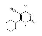 4-cyclohexyl-2-mercapto-6-oxo-1,6-dihydropyrimidine-5-carbonitrile structure