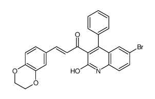 6-bromo-3-[(E)-3-(2,3-dihydro-1,4-benzodioxin-6-yl)prop-2-enoyl]-4-phenyl-1H-quinolin-2-one Structure
