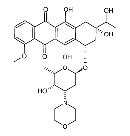 6,8,11-trihydroxy-8-(1-hydroxyethyl)-10-[(4S,5S,6S)-5-hydroxy-6-methyl-4-morpholin-4-yl-oxan-2-yl]oxy-1-methoxy-9,10-dihydro-7H-tetracene-5, 12-dione结构式