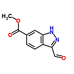 3-甲酰基-1H-吲唑-6-羧酸甲酯结构式