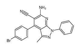 6-氨基-4-(4-溴苯基)-3-甲基-1-苯基-1H-吡唑并[3,4-b]吡啶-5-甲腈结构式