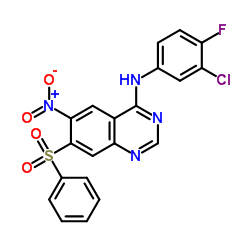 4-(3-chloro-4-fluoro-phenylamino)-7-phenylsulphonyl-6-nitro-quinazoline Structure